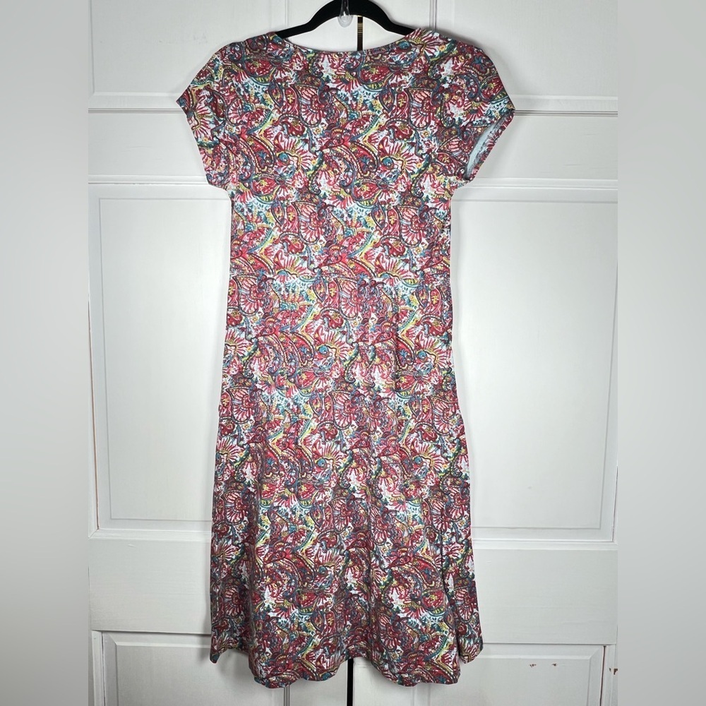 Sahalie Cap Sleeve Pullover V-Neck Midi Dress Women's Size XS Paisley Design - Picture 2 of 4